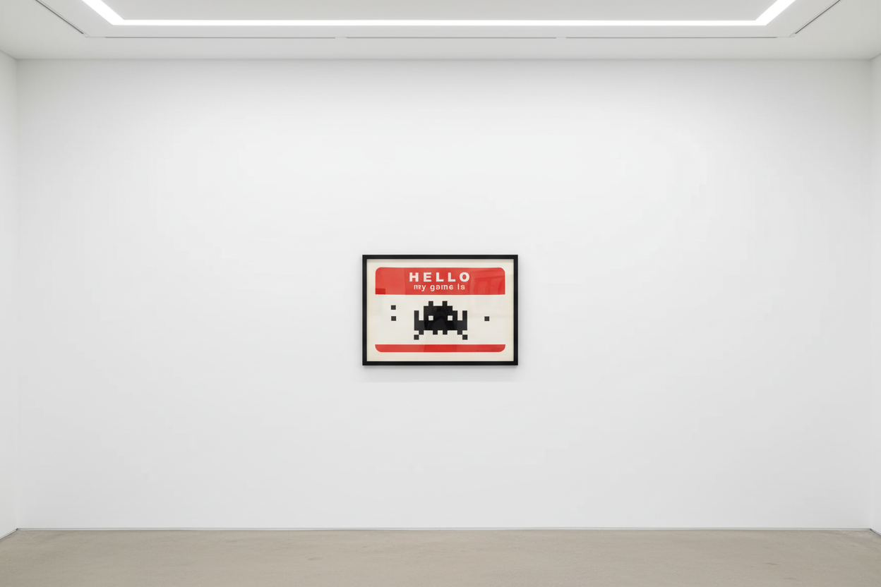 Invader - Hello My Game Is (red), 2009, Screenprint