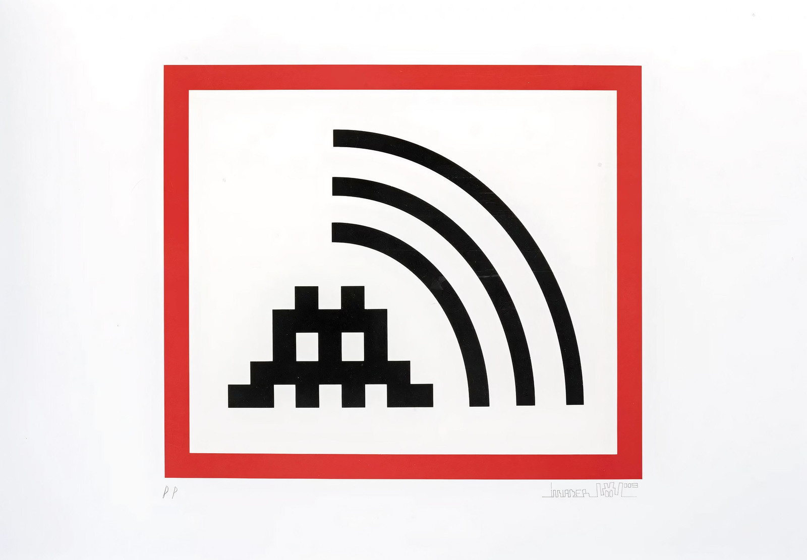 Invader - Space Vibes Red, 2009, Screen print