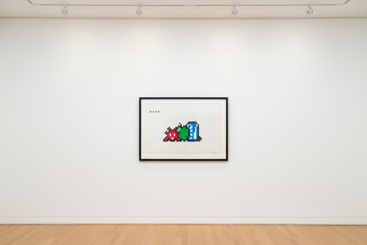 Invader - Still Life with Pocari Can, 2017, Screen print in color on wove paper
Signed