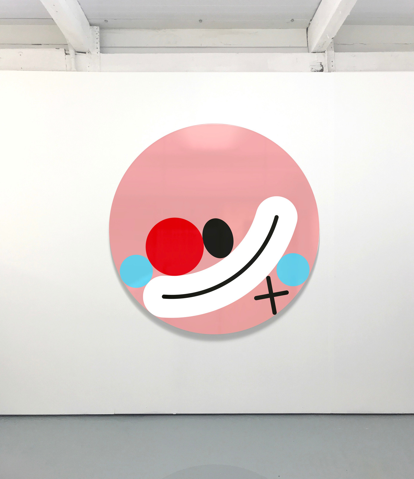 James Joyce - Pink Clown, 2024, Gloss paint on wood panel