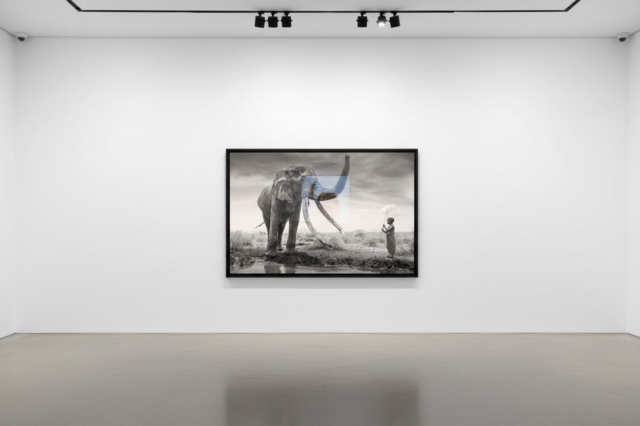 James Lewin - The Boy and the Gentle Giant, 2025, Silver gelatin print