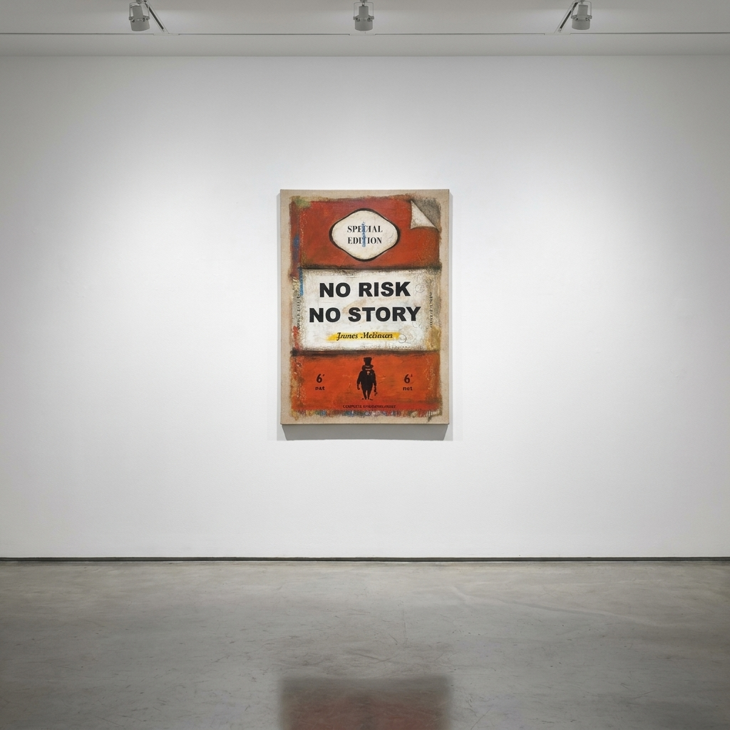 James McQueen - No Risk No Story, Mixed Media on Canvas 