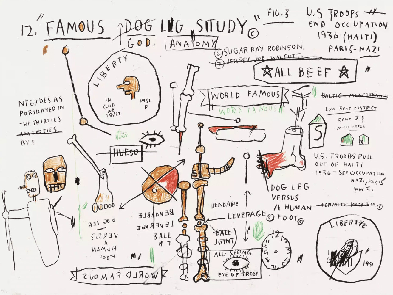 Jean-Michel Basquiat - Untitled (Dog Leg Study), 1982/83-2019, Screen print