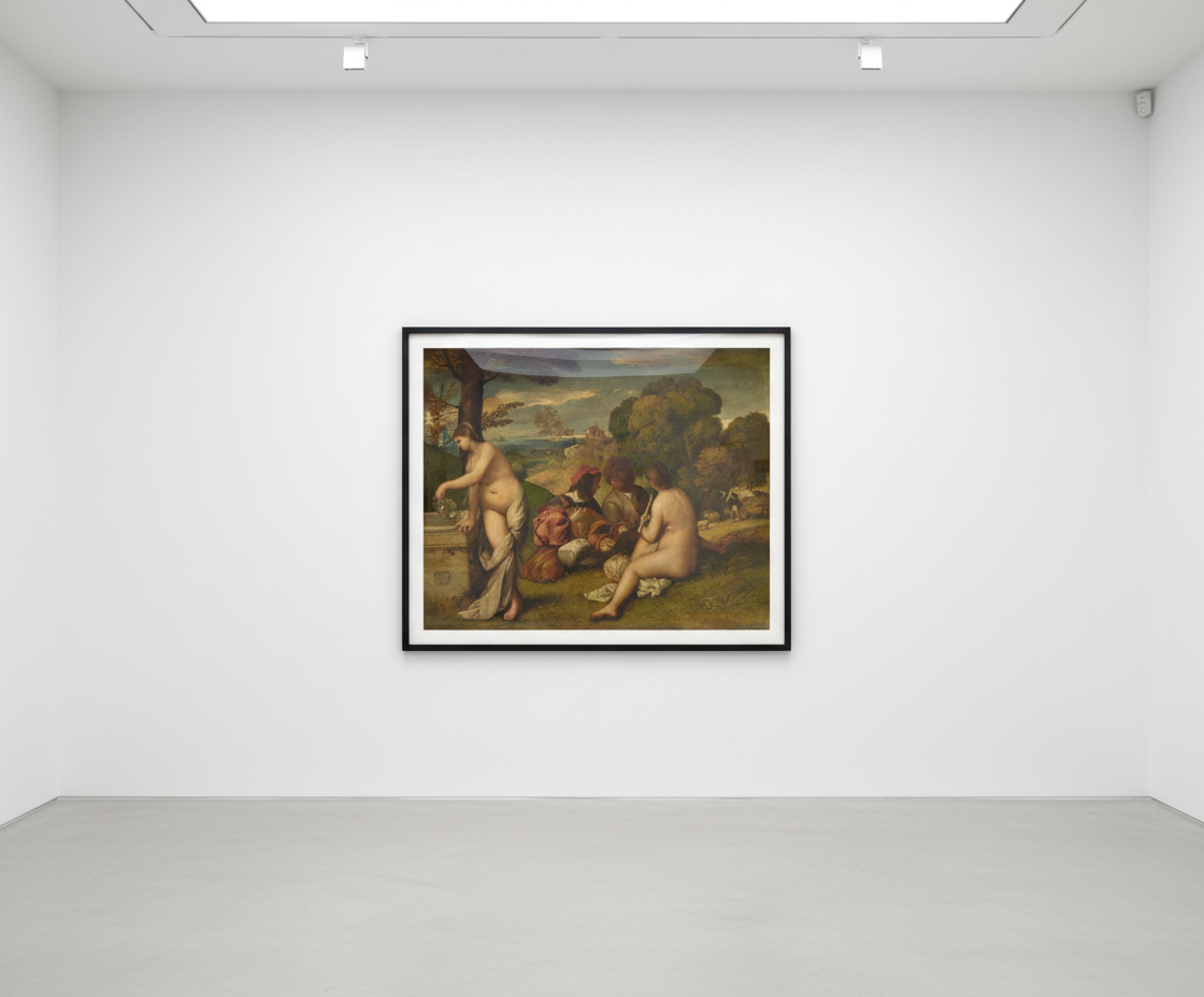 Jeff Koons - Gazing Ball (Titian Pastoral Concert), 2021, Archival pigment print on Innova rag paper, glass