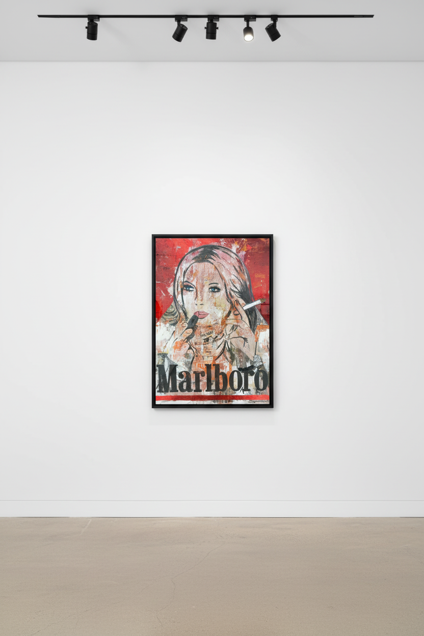 Jojo Anavim - Cowboy Kate, 2024, Acrylic, Collageand Metallic Foil on Canvas