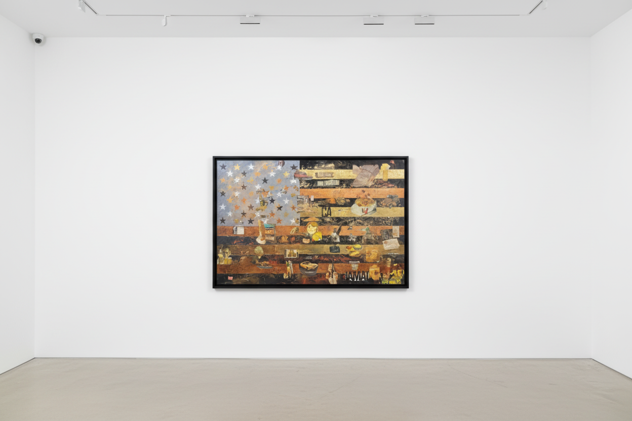 Jojo Anavim - Flag, 2019, Acrylic, collage, and oil stick on canvas