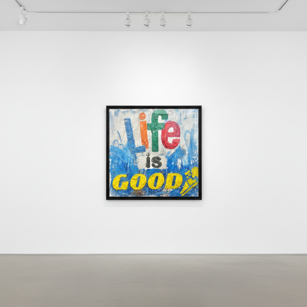 Jojo Anavim - Life Is Good, 2022, Acrylic, Collage, and Heavy Paste on Canvas