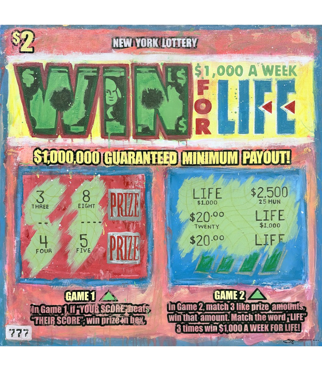 Jojo Anavim - Win For Life, 2026, Acrylic, Solvent Transfer and Foil on Canvas