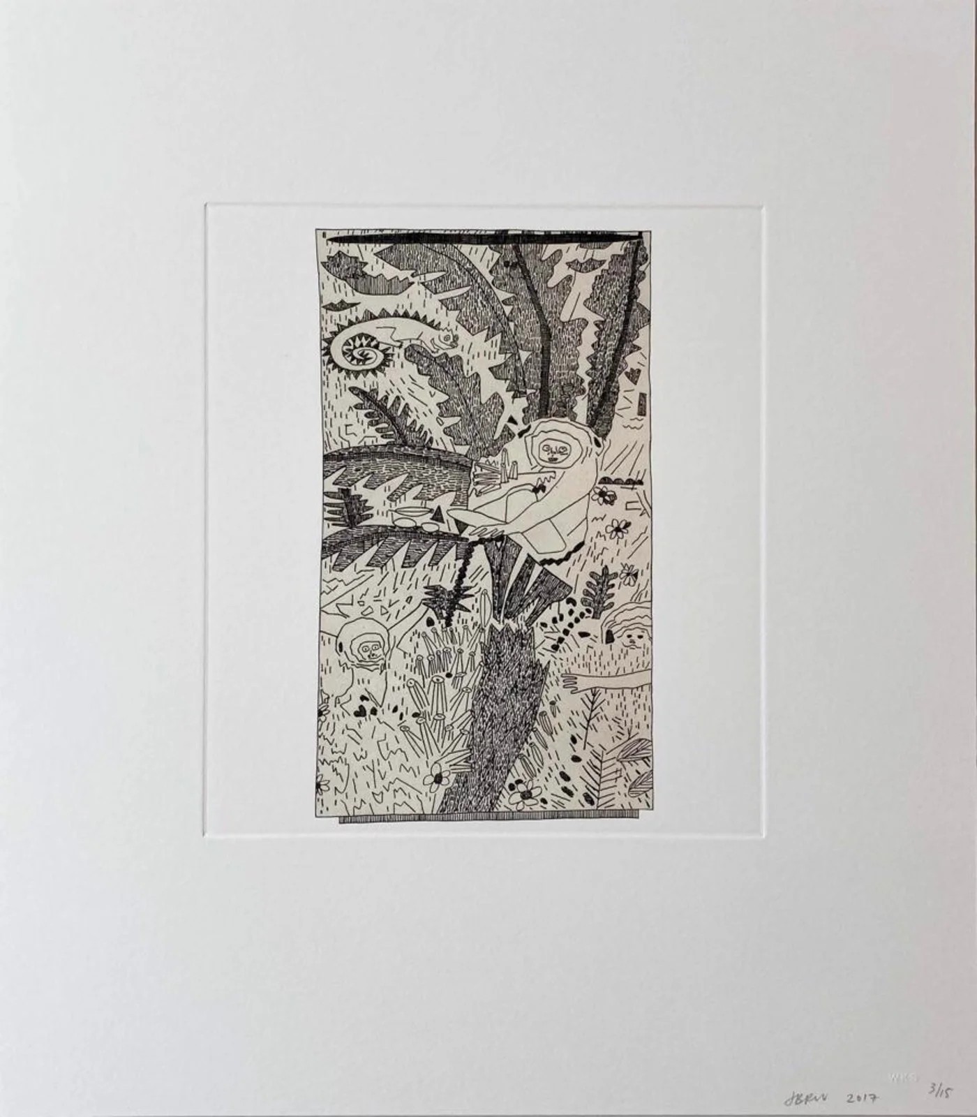 Jonas Wood - 8 Pots (4), 2017, Chin-collé etching on somerset paper