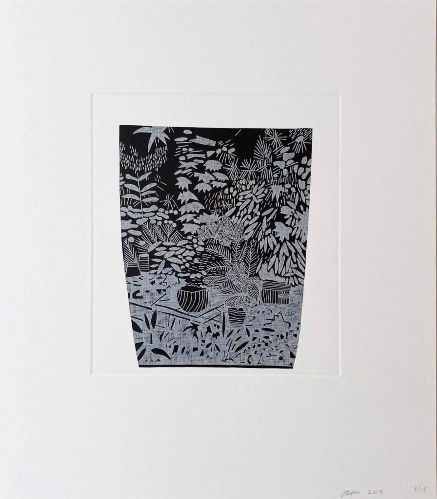 Jonas Wood - 8 Pots (8), 2017, Chin-collé etching on somerset paper