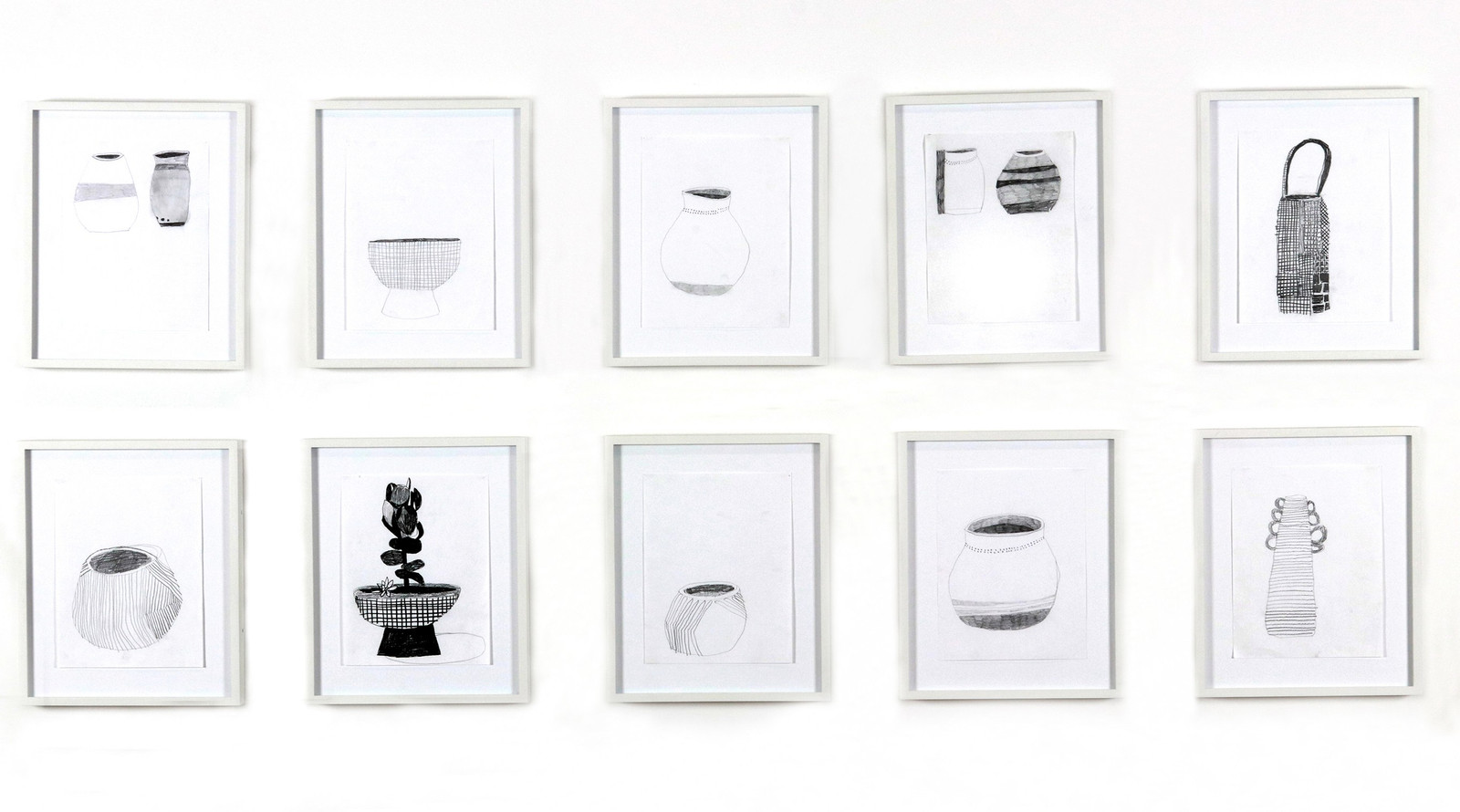 Jonas Wood - Computer Drawings, 2008, 10 Graphite on Paper drawings