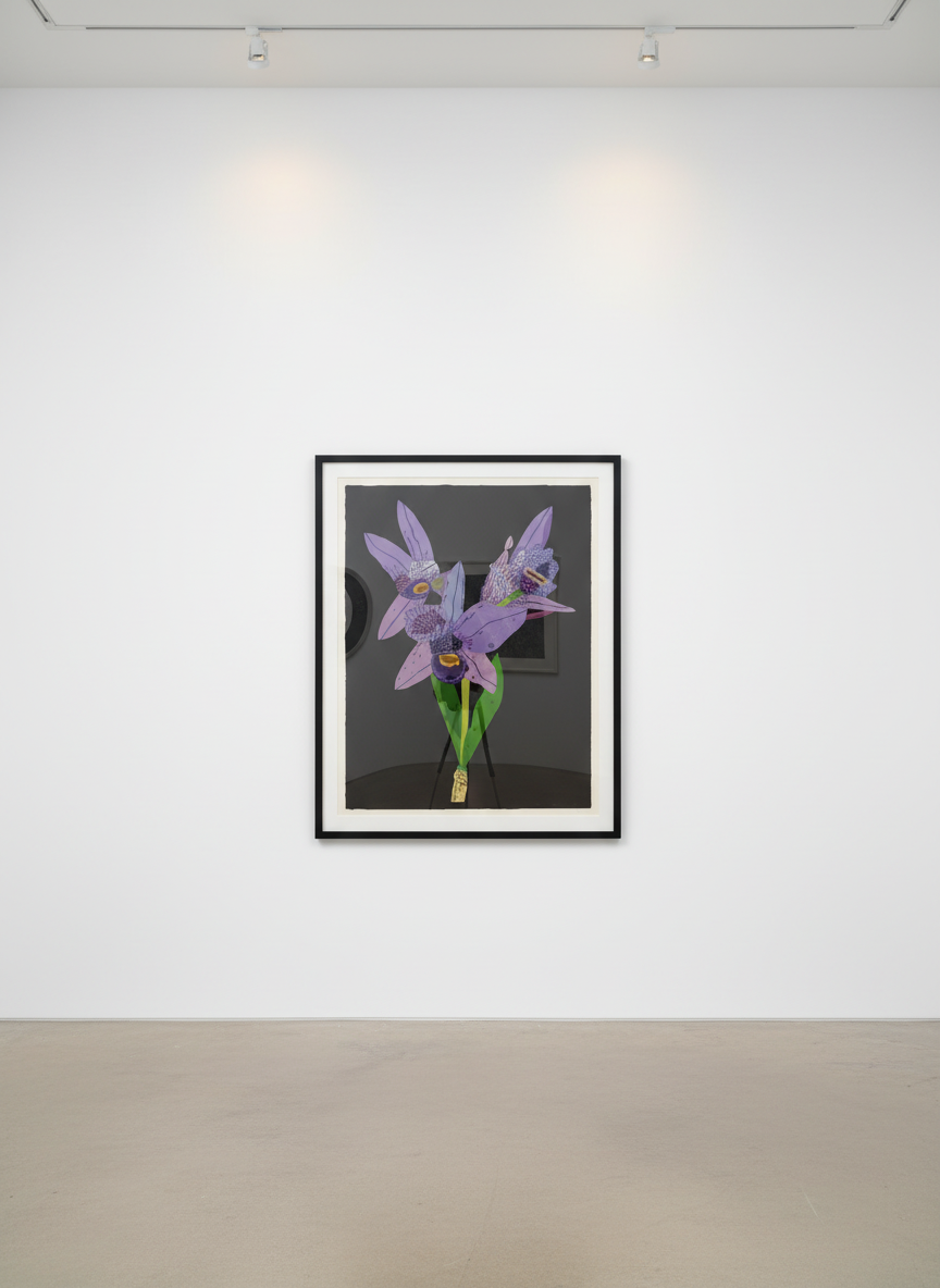 Jonas Wood - Dogface Purple Orchids, 2022, 41 colour lithograph, 18 runs
