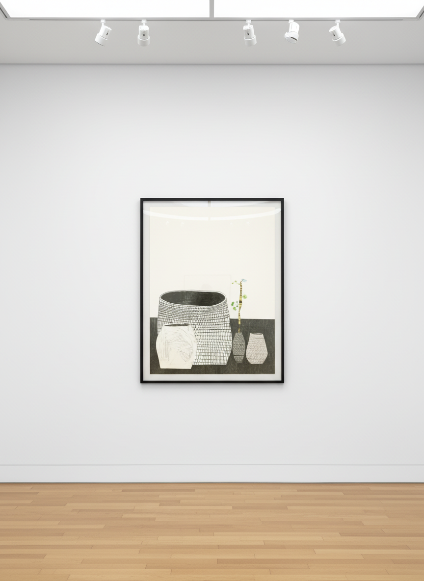 Jonas Wood - Untitled (Pots, 2009), Colored lithograph, serigraph, woodblock