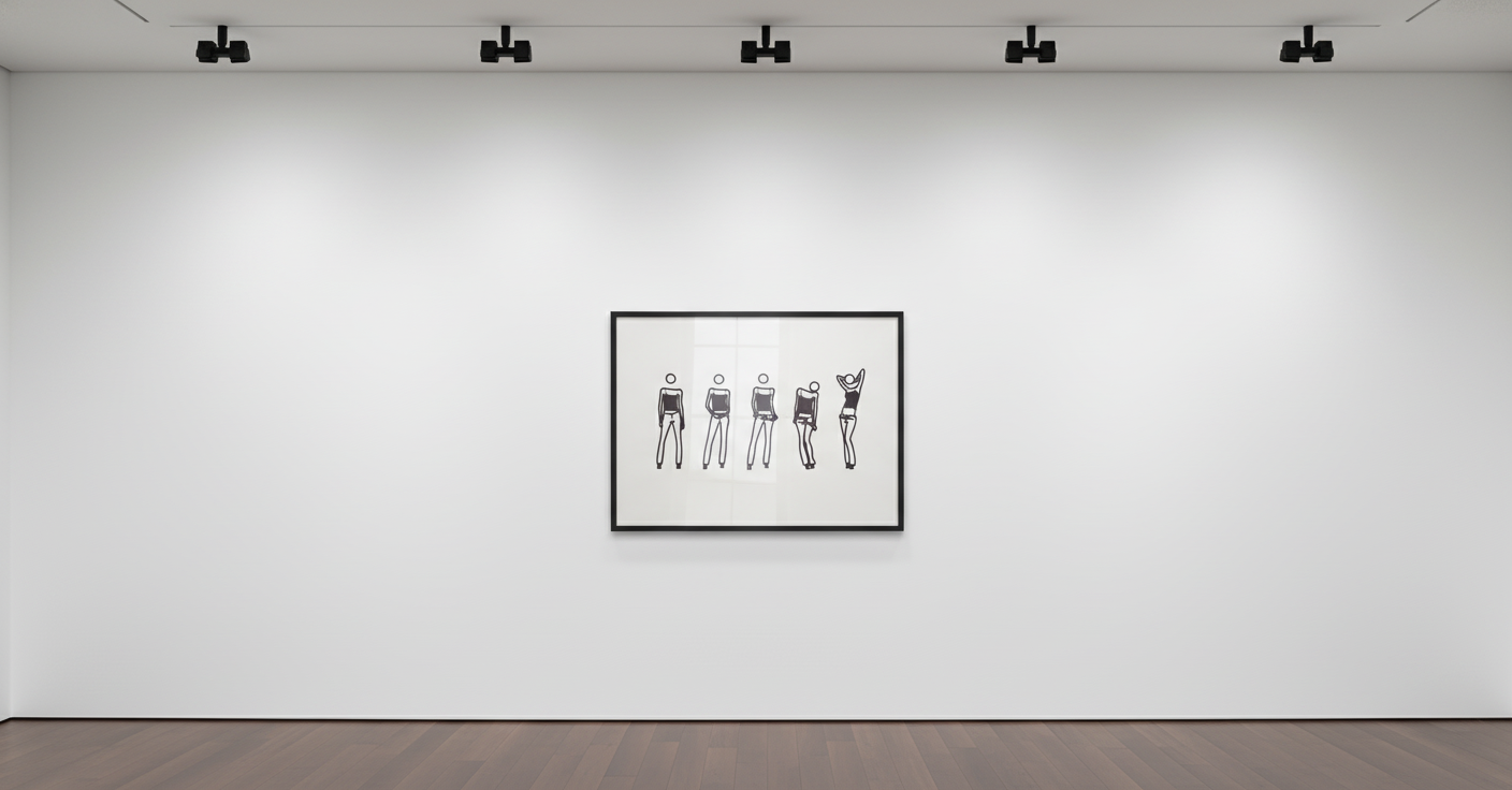 Julian Opie - Bijou Gets Undressed 1, 2004, Screenprint, on Fedrigoni Sirio paper, with full margins.