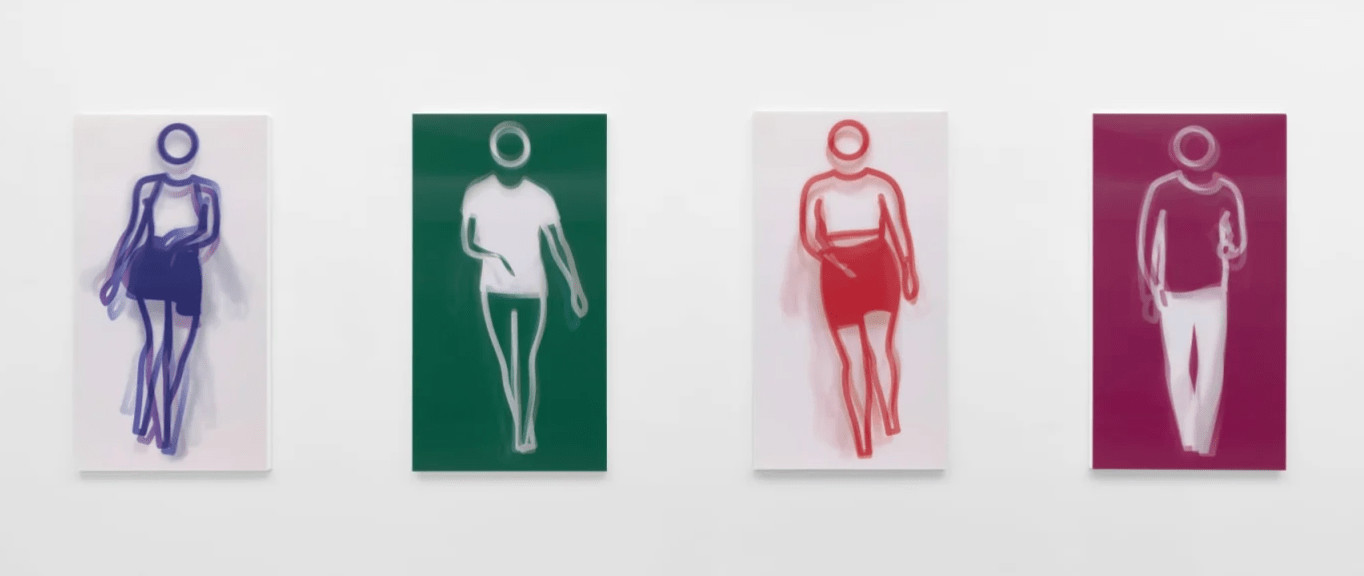 Julian Opie - Dance Portfolio, 2023, Set of four lenticular acrylic panel, mounted onto white acrylic