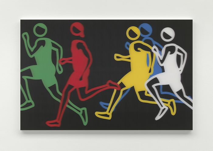 Julian Opie - Men sprinters 1, 2024, Acrylic lenticular mounted onto white acrylic