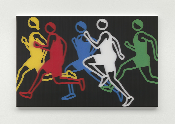 Julian Opie - Men sprinters 3, 2024, Acrylic lenticular mounted onto white acrylic