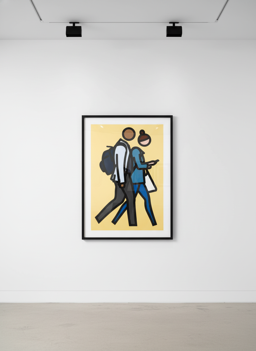 Julian Opie - New York Couple 1, 2019, Screen print with inkjet and collage on Canson Conservation board , presented in a ...