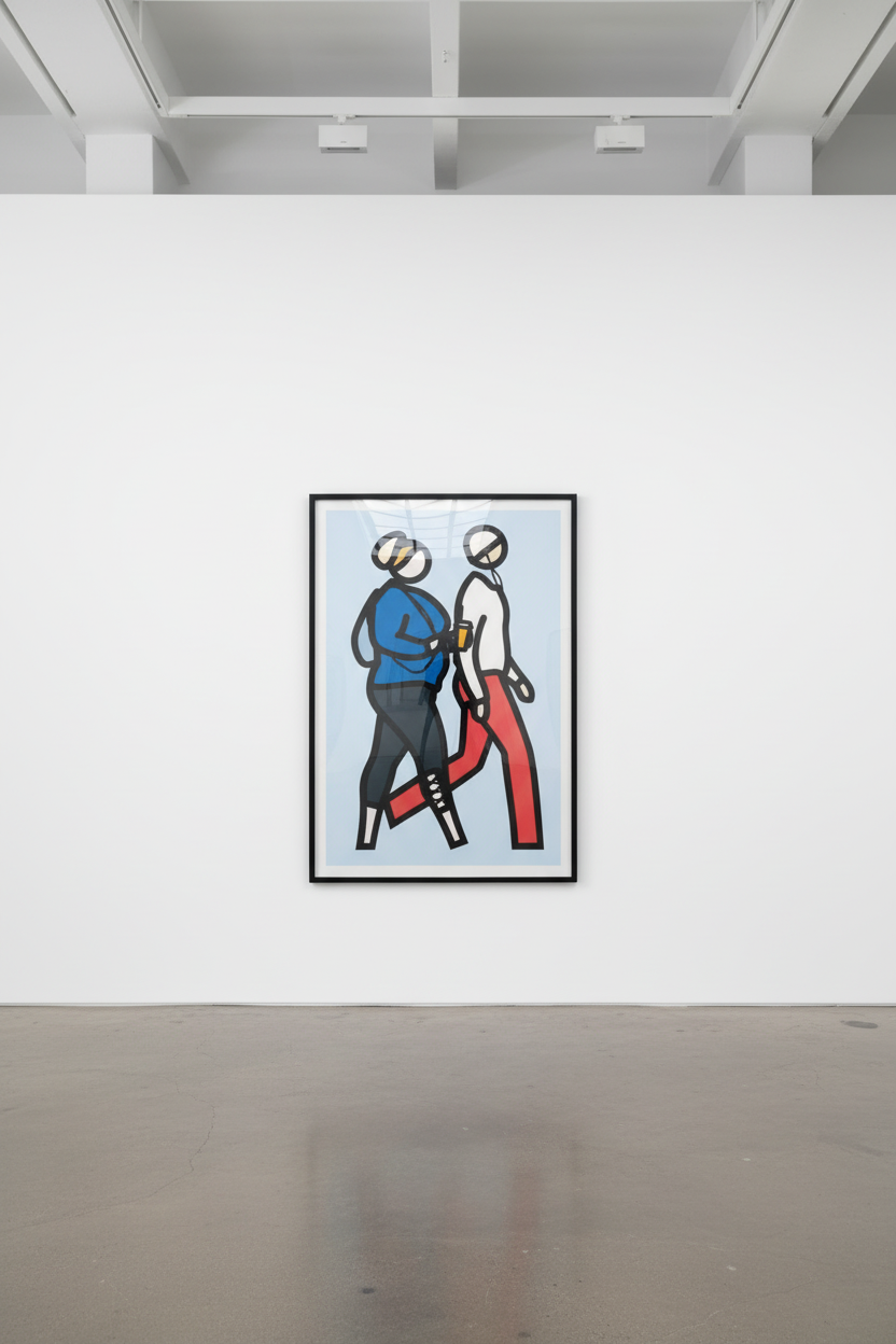 Julian Opie - New York Couple 8, 2019, Screen print with inkjet and collage on Canson Conservation board , presented in a ...