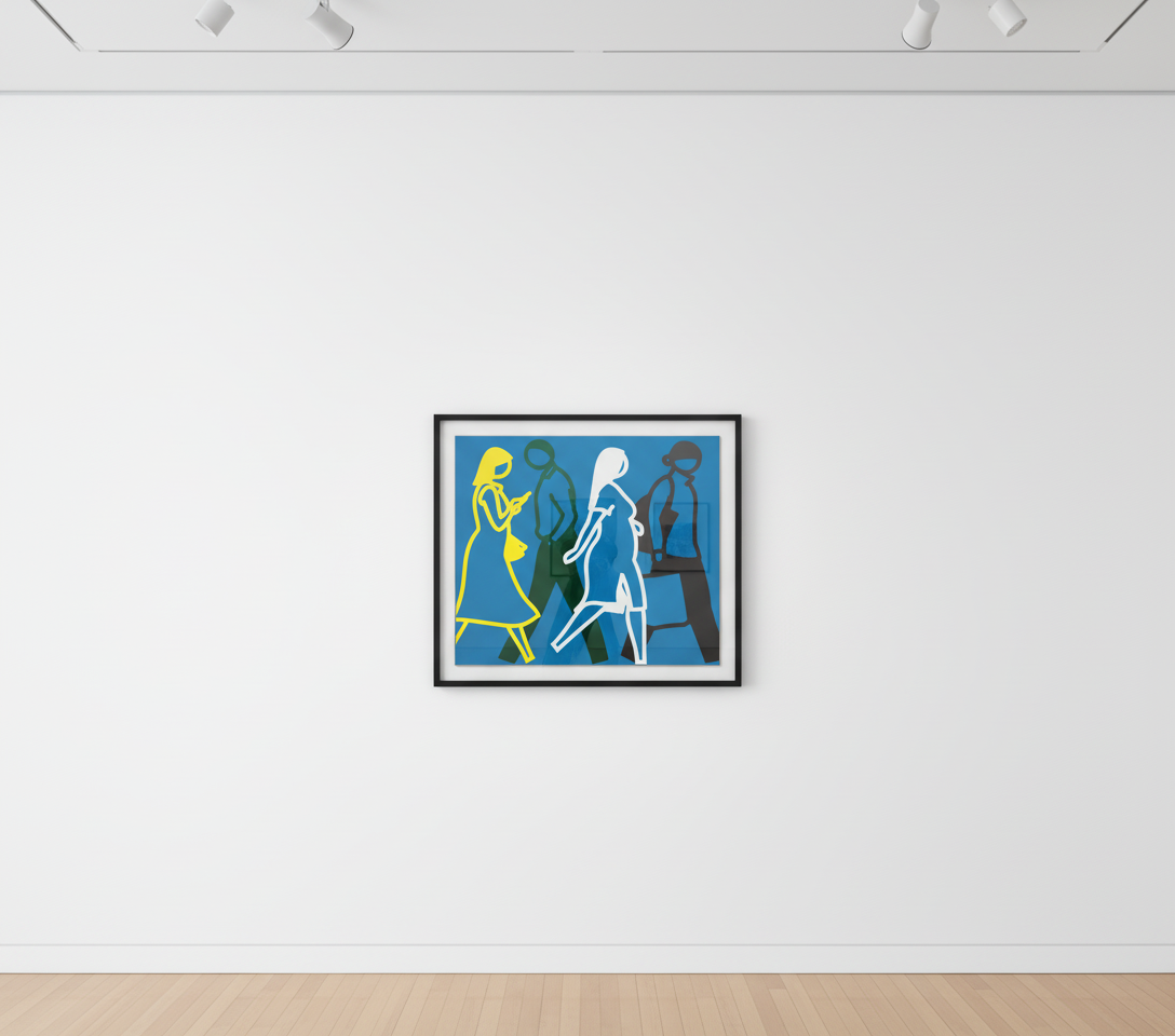 Julian Opie - Old Street June 3, 2019, Aluminium, nylon and lights