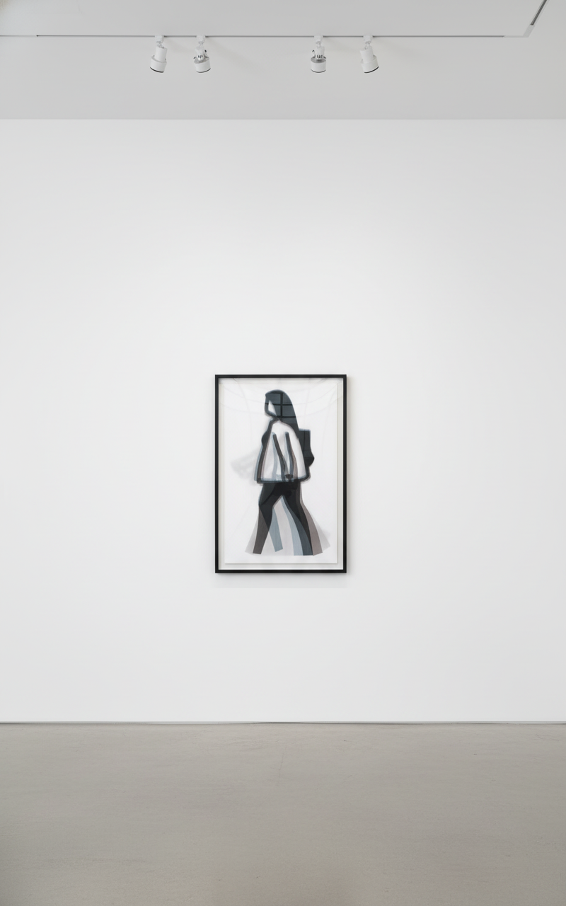 Julian Opie - Old Street Walkers: Long Hair, 2022, Lenticular acrylic panel mounted onto white acrylic