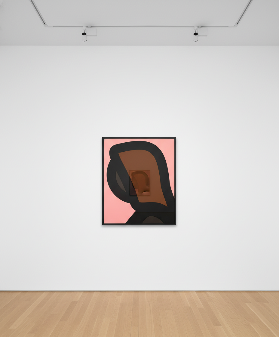 Julian Opie - Paper Head 1, 2019, Screen prints with inkjet and collage on Canson Conservation
 Board , presented in a spr...