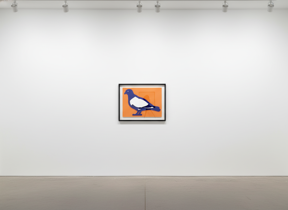 Julian Opie - Small Birds Pigeon, 2020, wall mounted acrylic relief