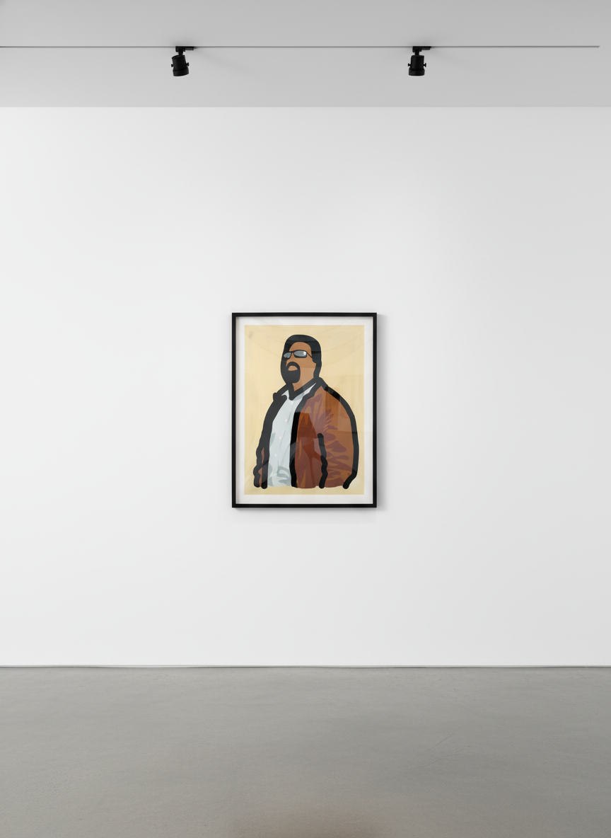 Julian Opie - Tourist With Beard, 2014, Screen print with hand painting in frames specified by the
artist