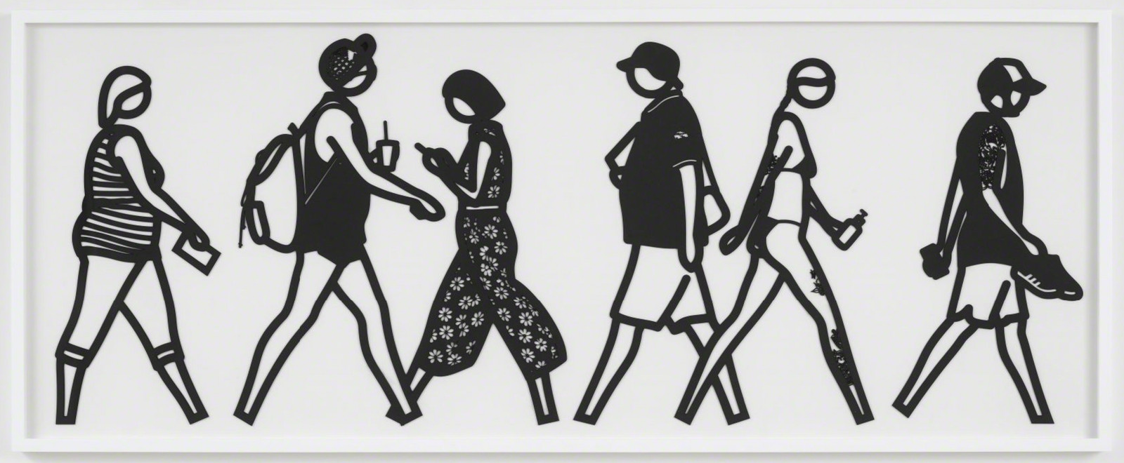 Julian Opie - Walking In Melbourne 2, 2018, Laser cut museum board relief print presented in a sprayed white frame specifi...