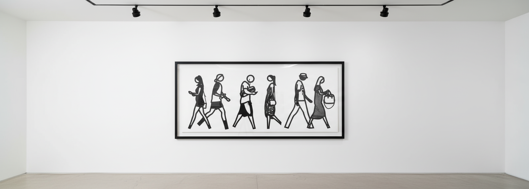 Julian Opie - Walking In Melbourne 7, 2018, Silkscreen on painted wooden board