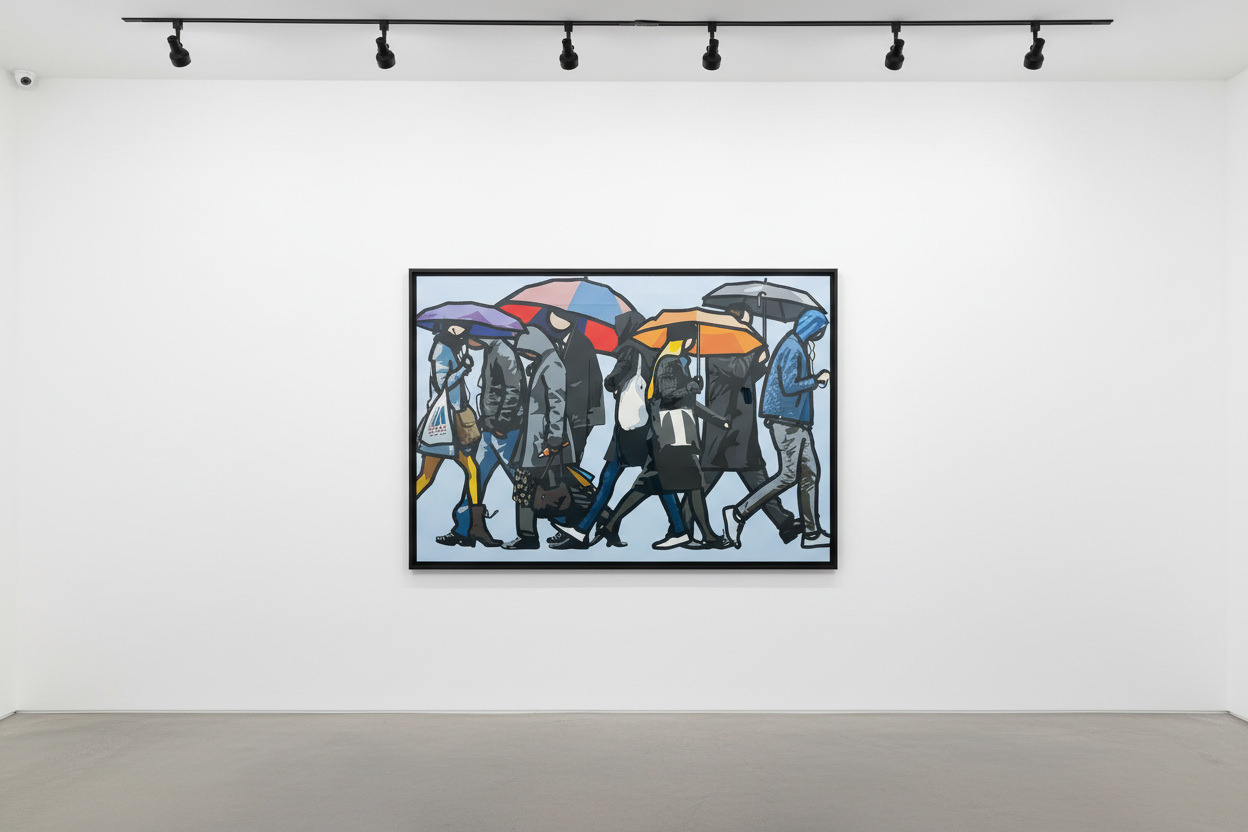 Julian Opie - Walking In The Rain, London, 2015, Screen print