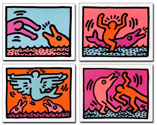 Keith Haring - Pop Shop V (Littmann PP. 148-149), 1989, The complete set of four silkscreens