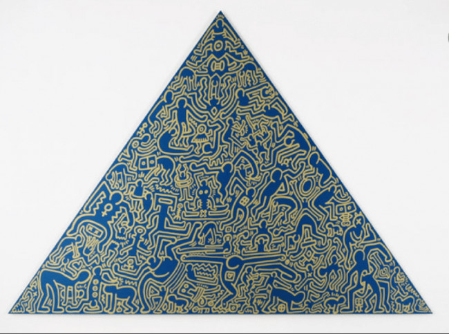 Keith Haring - Pyramid Blue, 1989, Silkscreen on anodized aluminum plate