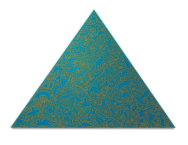 Keith Haring - Pyramid Teal, 1989, Silkscreen on anodized aluminum plate