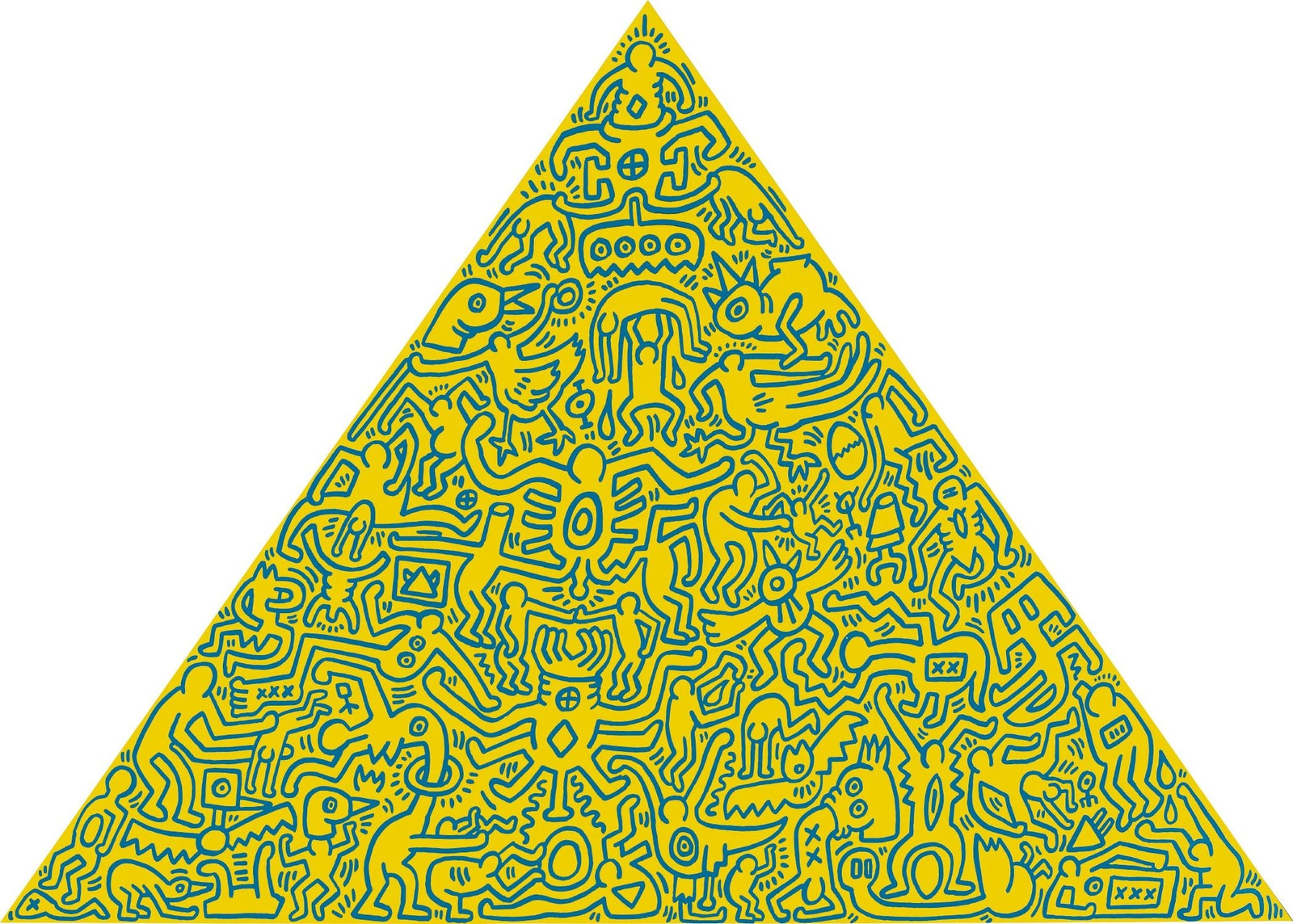 Keith Haring - Pyramid Yellow, 1989, Silkscreen on anodized aluminum plate