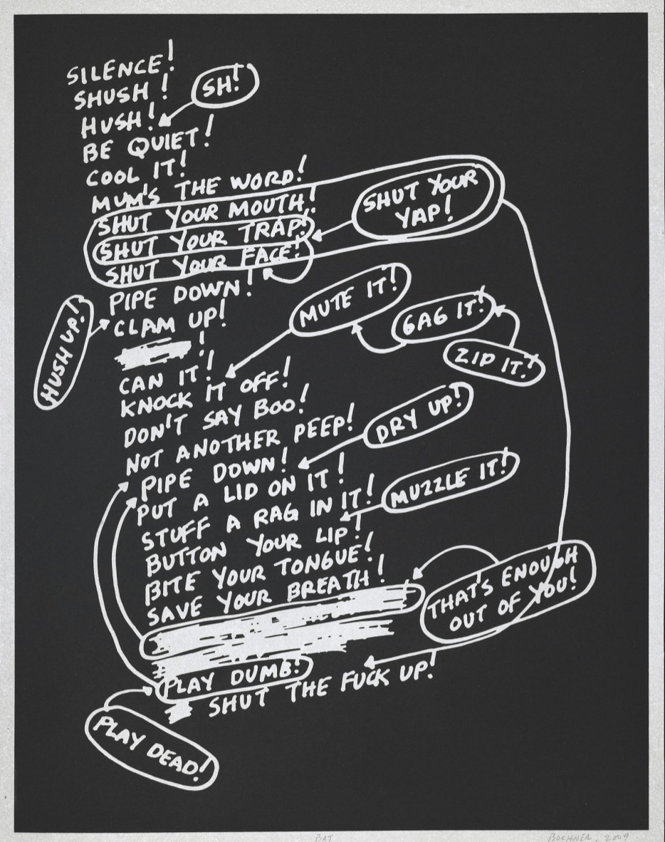 Mel Bochner - Silence, 2009, 2 color etching with aquating
