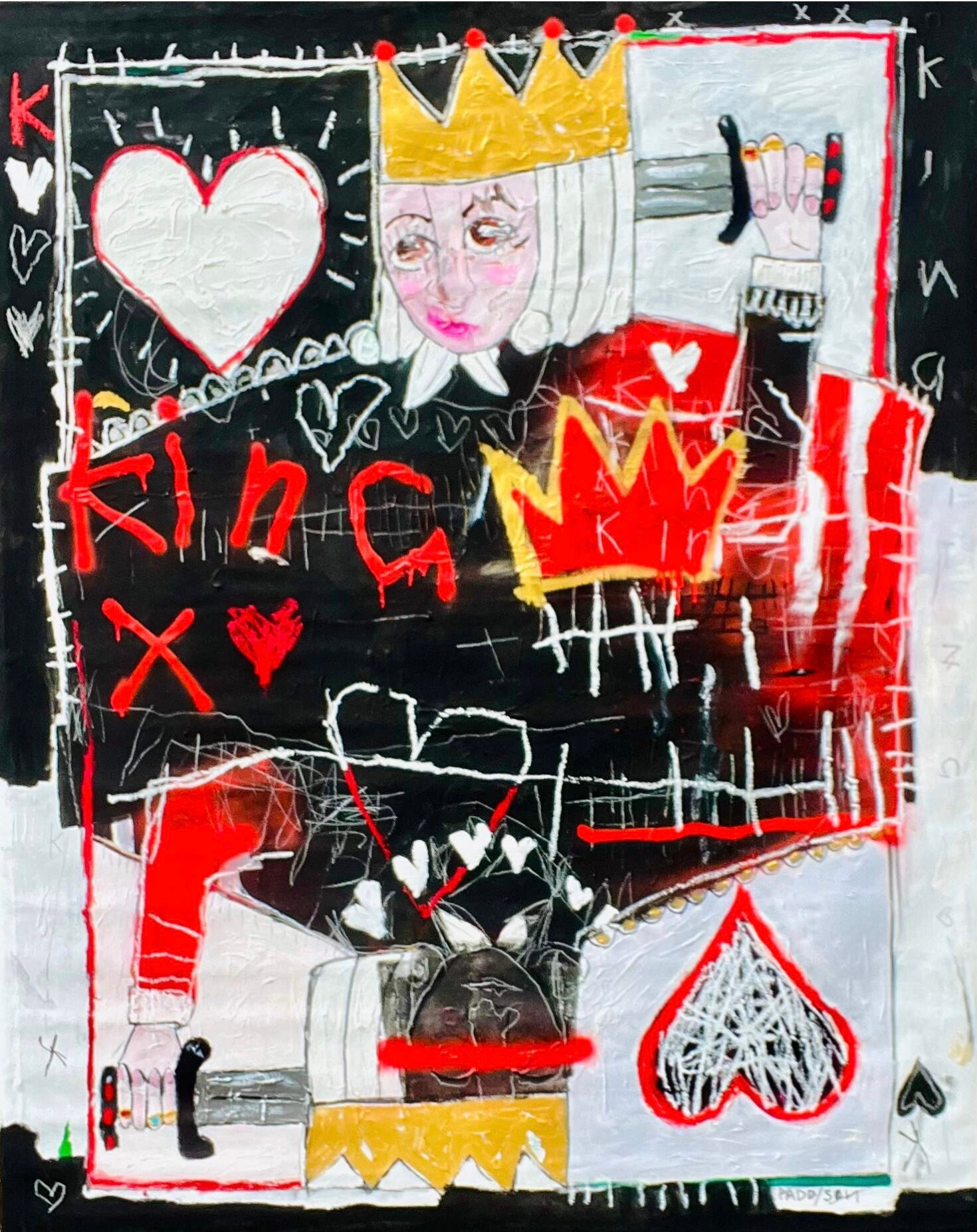 Nathan Paddison - K, 2026, Oil stick matte vinyl acrylic spray paint charcoal and pencil on canvas