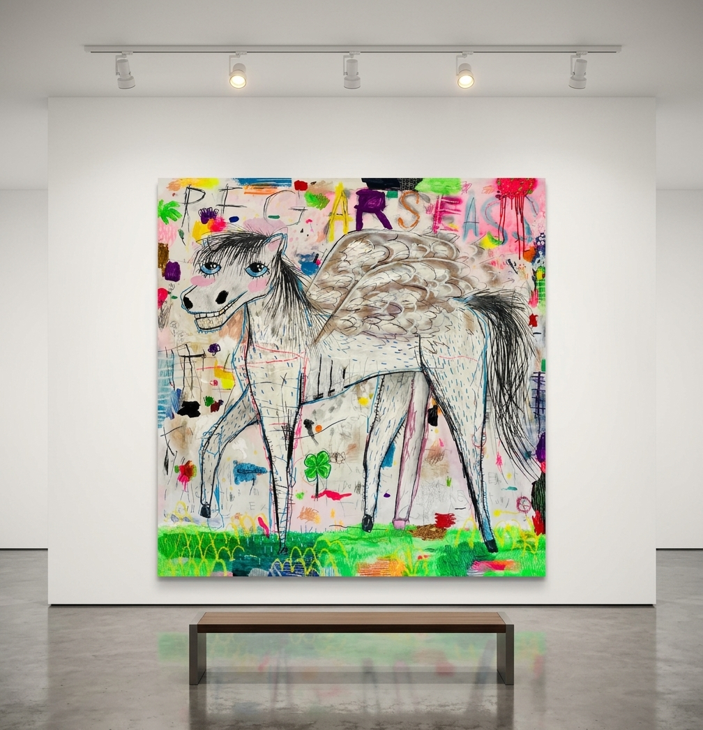 Nathan Paddison - Peg Arse Ass, 2026, Oil stick matte vinyl acrylic spray paint charcoal and pencil on canvas