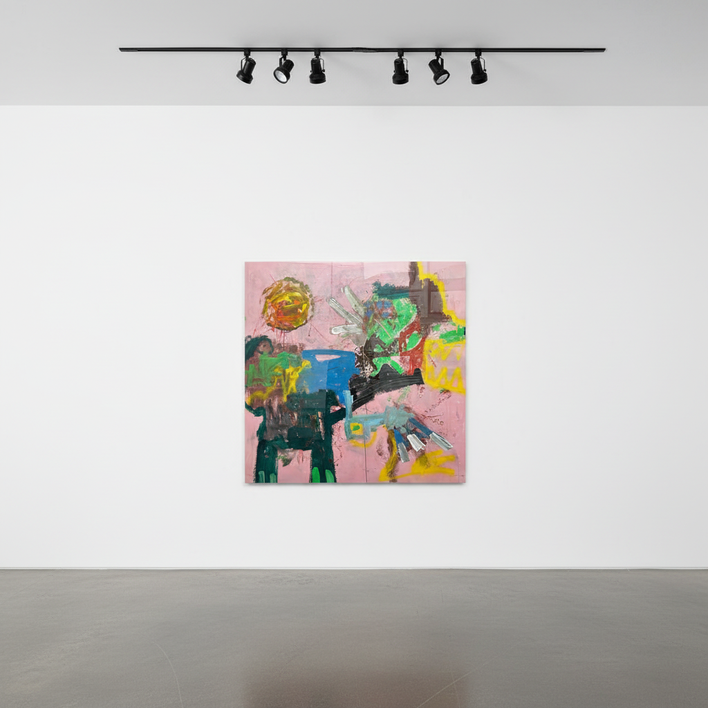 Niall Strachan - Sun Bathing Animal, 2026, Oil stick, acrylic, spray paint on canvas 