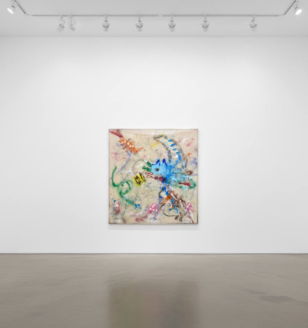 Niall Strachan - Garden Battle, 2025, Oil stick, acrylic, spray paint on canvas