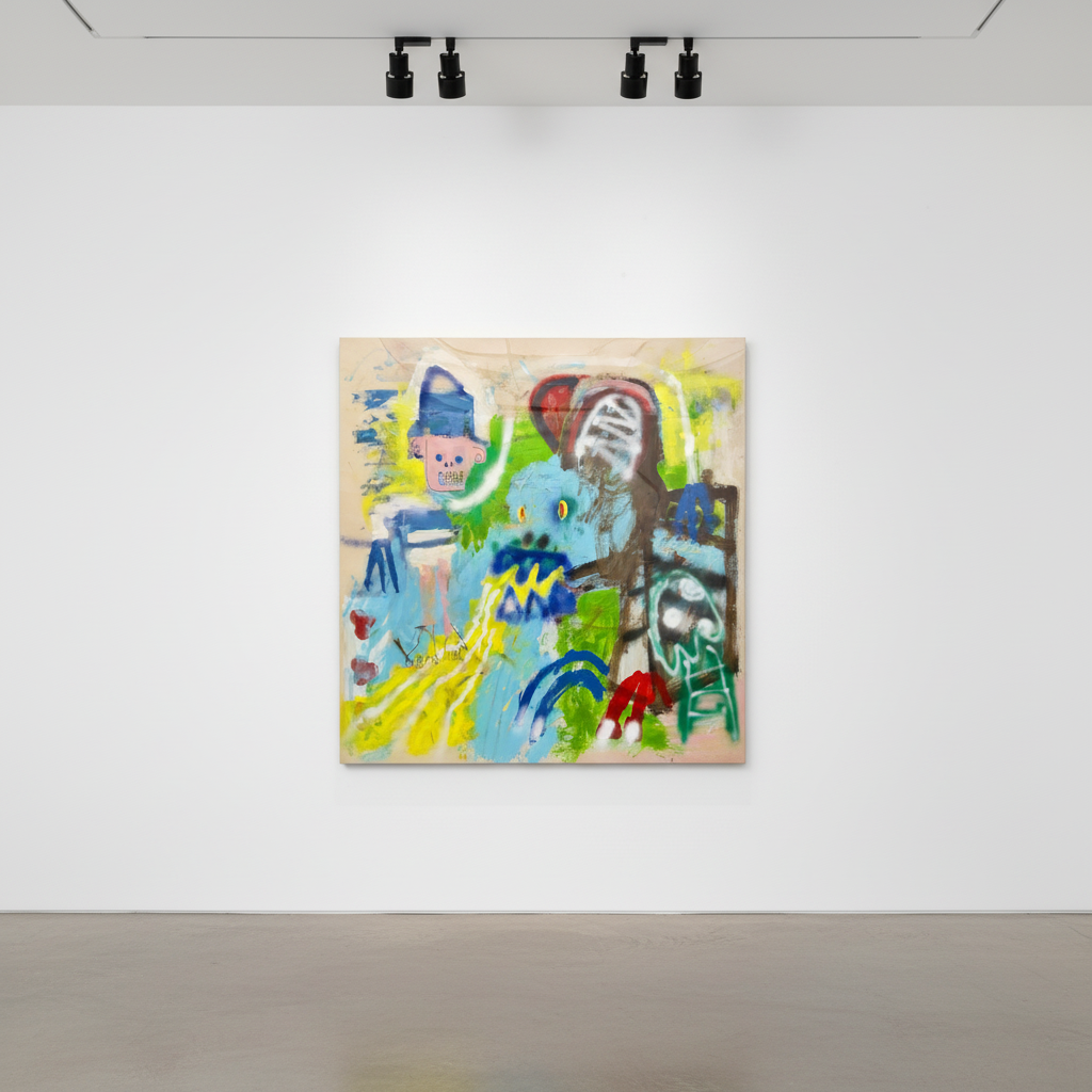 Niall Strachan - Good Boy, 2026, Oil stick, acrylic, spray paint on canvas