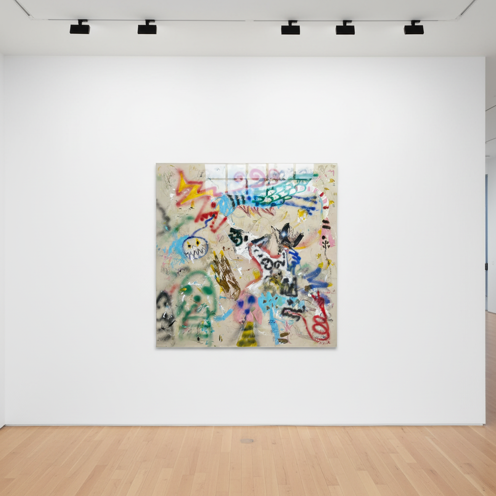 Niall Strachan - Loose Ends, 2026, Oil stick, acrylic, spray paint on canvas 