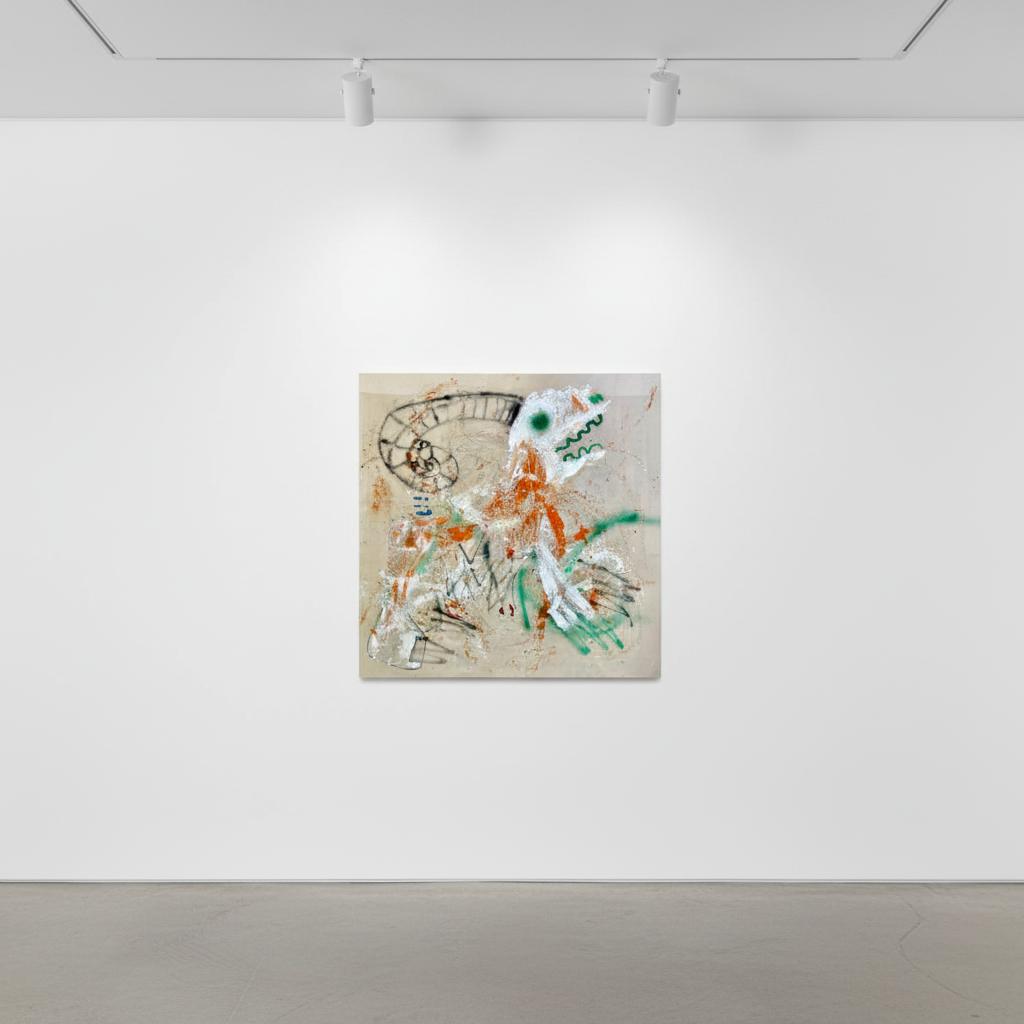Niall Strachan - Ram, 2026, Oil stick, acrylic, spray paint on canvas