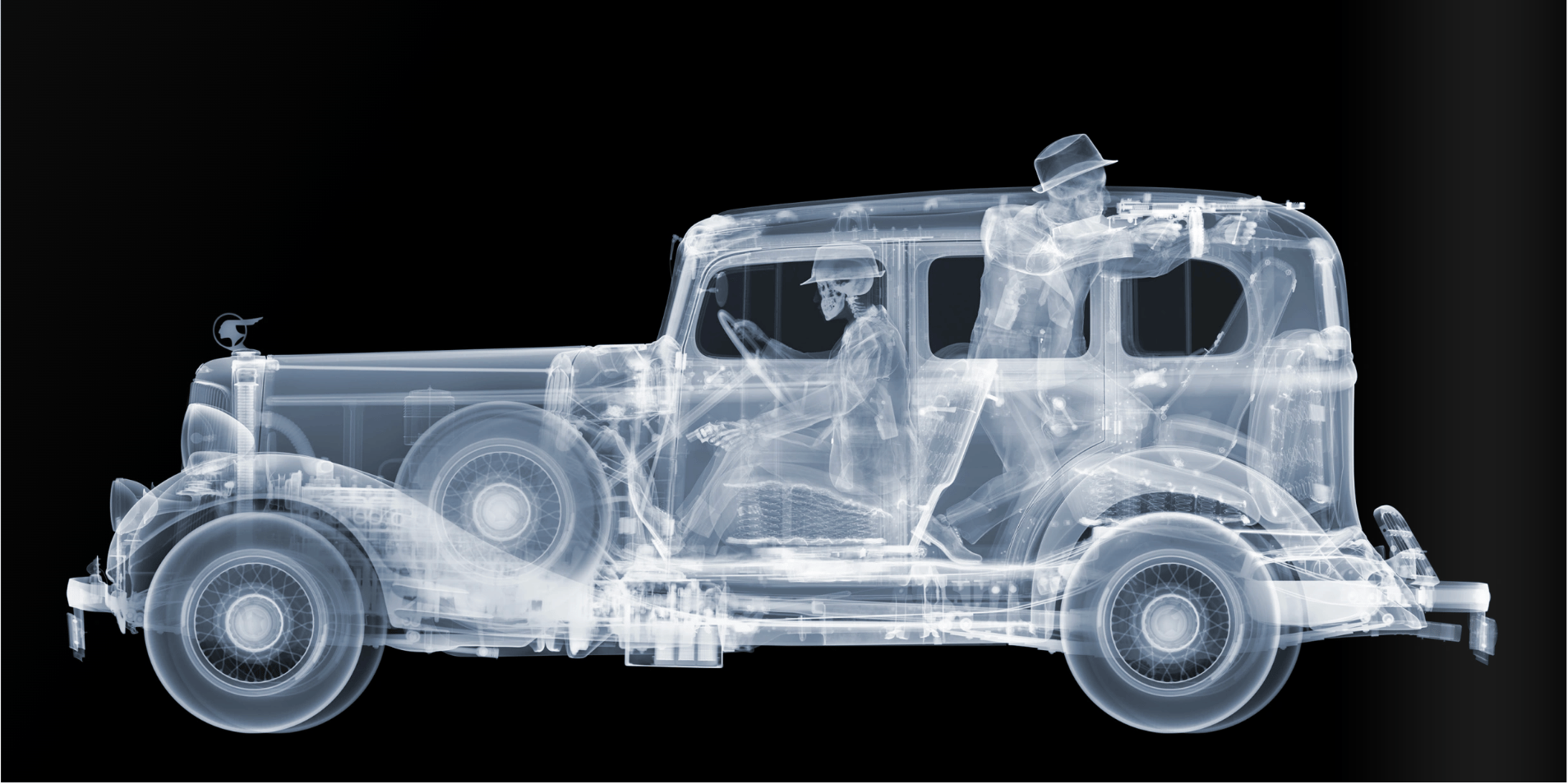 Nick Veasey - 1930’s Pontiac with Gangsters, Framed Chromaluxe