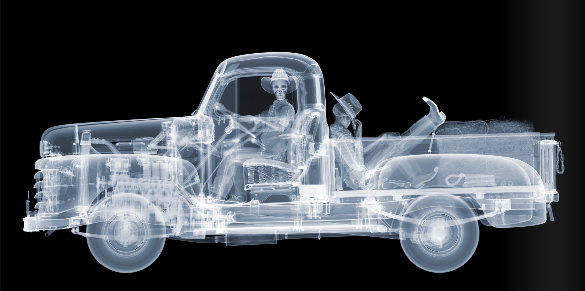Nick Veasey - 1948 Mercury Cowboy, Framed Chromaluxe