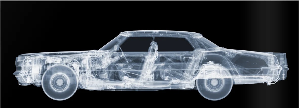 Nick Veasey - 1970 Cadillac De Ville, Framed Chromaluxe
