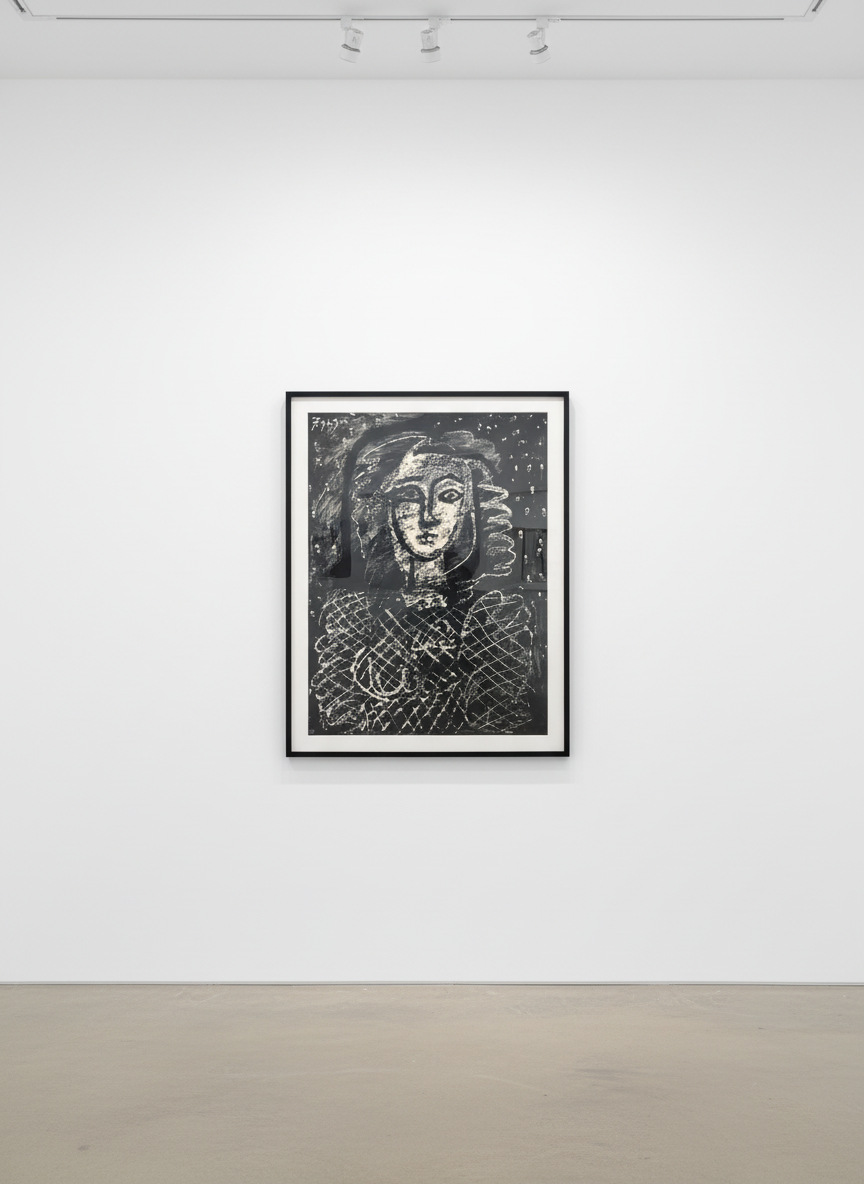 Pablo Picasso - Buste au fond étoilé (Bust with Star Background), 1949, Lithograph in black on Arches wove paper