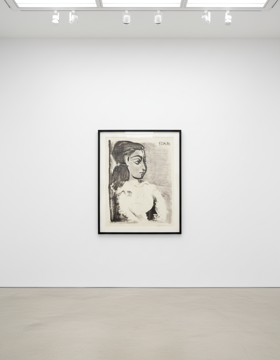 Pablo Picasso - Buste de Femme au Corsage Blanc (Jacqueline de Profil), 1957, Lithograph with wash drawing and scraper on ...