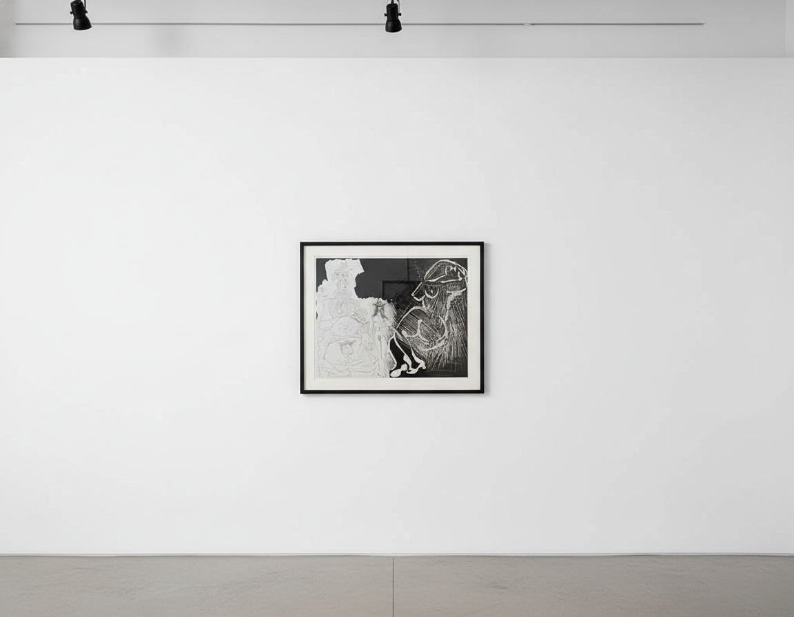 Pablo Picasso - Caricature of General de Gaulle and Two Women, from: Series 347| Caricature du général de Gaulle et deux f...