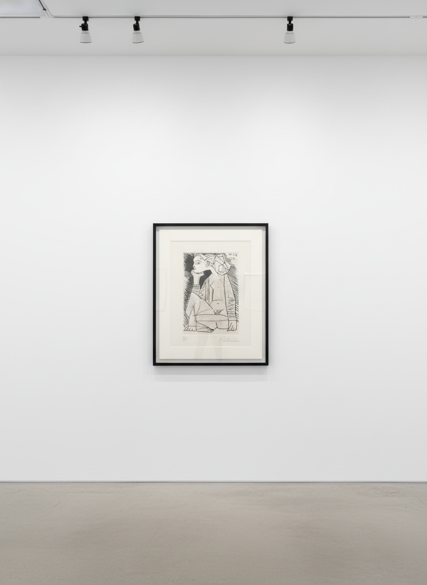 Pablo Picasso - Femme Assise en Tailleur, 1951, Etching and drypoint on Japon nacre paper